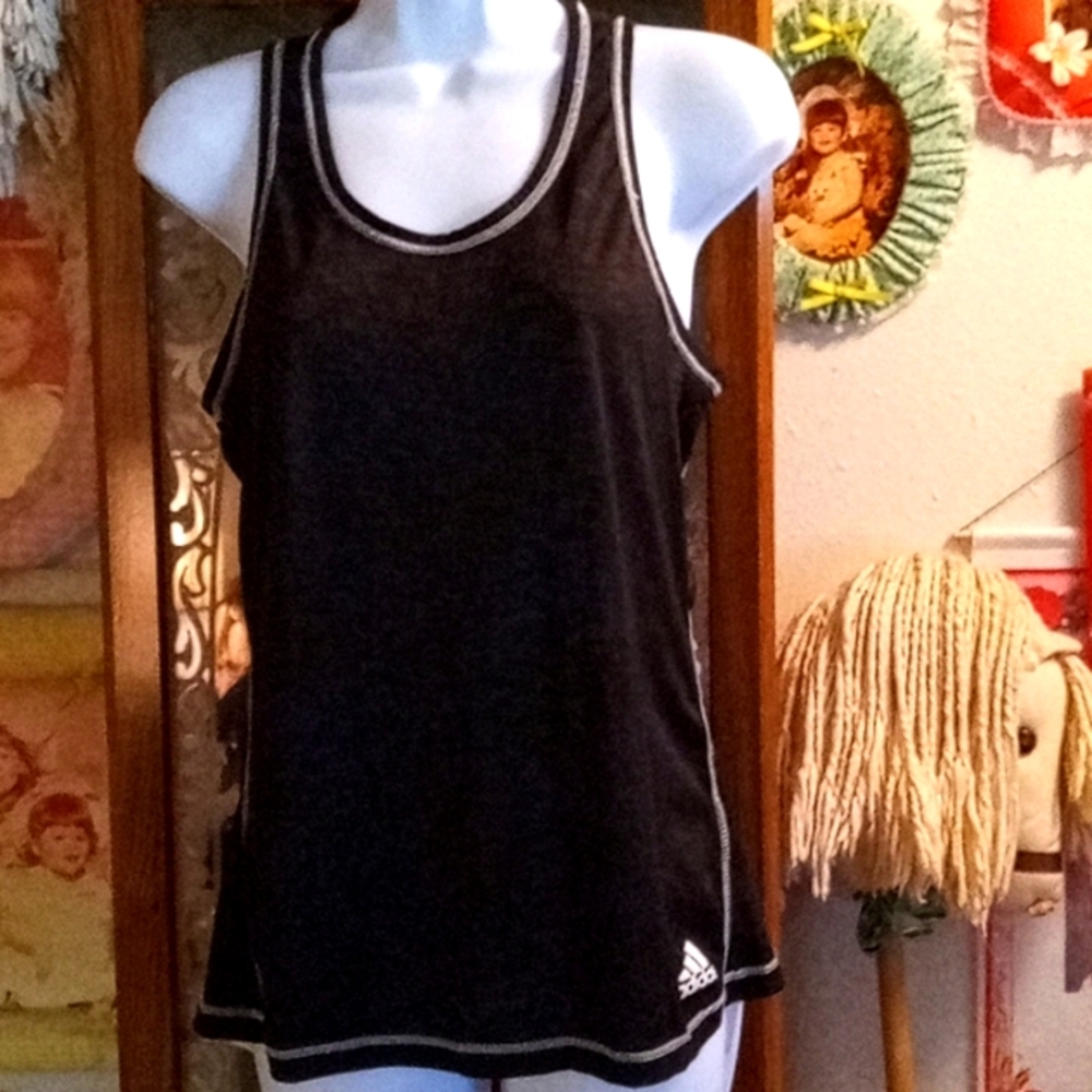 ADIDAS, Black, ClimaLite Tank- Style, Gym/Workout/Athleisure Top